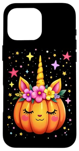 Hülle für iPhone 16 Pro Max Niedlicher Halloween-Einhorn-Kürbis für Mädchen und Kinder von Halloween Costume Tees for Kids Girls Women