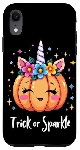 Hülle für iPhone XR Süßer Halloween-Einhorn-Kürbis-Trick or Sparkle von Halloween Costume Tees for Kids Girls Women