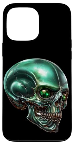 Hülle für iPhone 13 Pro Max Green Alien Skull Graphic For Men Aesthetic Skeleton Face von Halloween Creatures Skull Gifts For Skeleton Lover