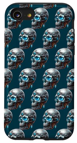 Hülle für iPhone SE (2020) / 7 / 8 Blue Skull Graphic For Men And Women Halloween Skeleton Face von Halloween Creatures Skull Gifts For Skeleton Lover