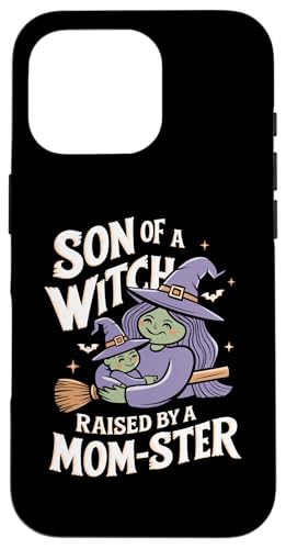 Hülle für iPhone 16 Pro Sohn einer Hexe, großgezogen von einer Mutter, einer Mutter und einem Sohn, Halloween von Halloween Designs By ShirtZilla