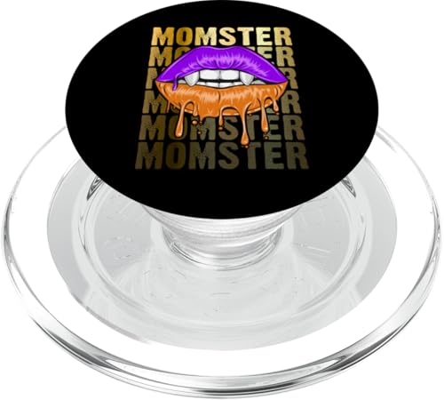 Halloween Mom, Momster, Vampir, orange lila Lippen PopSockets PopGrip für MagSafe von Halloween Designs von Content Design Studio