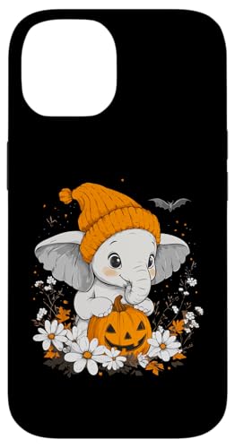 Hülle für iPhone 14 Halloween Kürbis Blumen Frau Männer Kinder Elefant Halloween von Halloween Elefant Kostüm Damen Herren Halloween