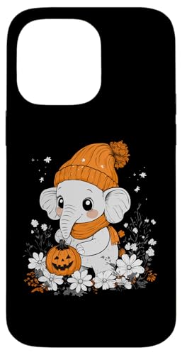 Hülle für iPhone 14 Pro Max Halloween Kürbis Blumen Frau Männer Kinder Elefant Halloween von Halloween Elefant Kostüm Damen Herren Halloween