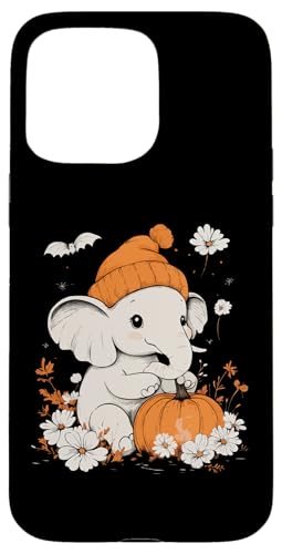 Hülle für iPhone 15 Pro Max Halloween Kürbis Blumen Frau Männer Kinder Elefant Halloween von Halloween Elefant Kostüm Damen Herren Halloween