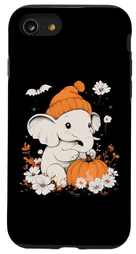 Hülle für iPhone SE (2020) / 7 / 8 Halloween Kürbis Blumen Frau Männer Kinder Elefant Halloween von Halloween Elefant Kostüm Damen Herren Halloween