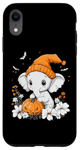 Hülle für iPhone XR Halloween Kürbis Blumen Frau Männer Kinder Elefant Halloween von Halloween Elefant Kostüm Damen Herren Halloween