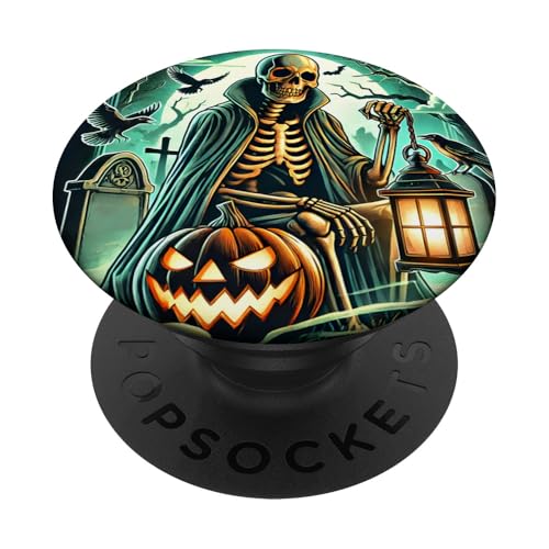 Fröhliche Halloween Skelett Friedhof Geister Hexen Kürbis PopSockets mit austauschbarem PopGrip von Halloween Geister Hexen Kürbis Party Design