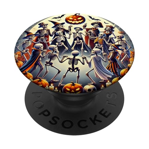 Fröhliche Halloween Skelett Party Kürbis Geister Hexen PopSockets mit austauschbarem PopGrip von Halloween Geister Hexen Kürbis Party Design