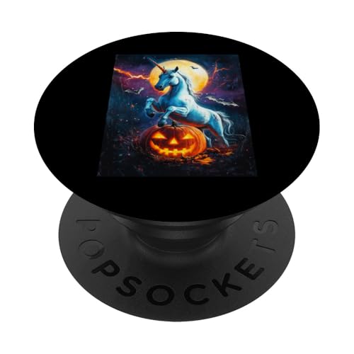 Halloween Frauen Deko Einhorn Kürbis Männer Kinder Halloween PopSockets mit austauschbarem PopGrip von Halloween Kostüm Damen Herren Halloween Outfit