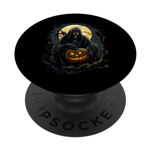 Halloween Kürbis Frauen Deko Männer Sensenmann Halloween PopSockets mit austauschbarem PopGrip von Halloween Kostüm Damen Herren Halloween Outfit