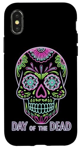 Hülle für iPhone X/XS Tag des toten Lichts Sugar Skull Bright Dia De Los Muertos von Halloween Men Women Boys Girls Tees and Gifts