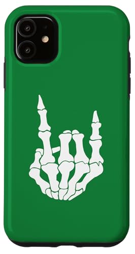 Hülle für iPhone 11 Lustiges Skelett Hände Herz Schild Retro Kostüm Halloween niedlich von Halloween Skeleton Hand Sign Costume Women Men Kid