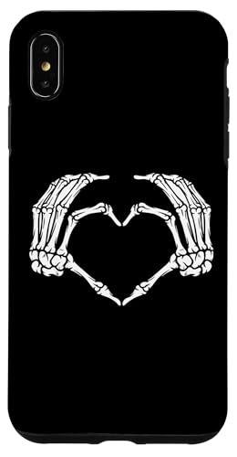 Hülle für iPhone XS Max Lustiges Skelett Hände Herz Schild Retro Kostüm Halloween niedlich von Halloween Skeleton Hand Sign Costume Women Men Kid