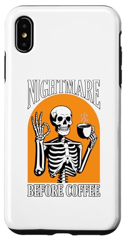 Hülle für iPhone XS Max Skelett Nightmare Before Coffee Retro Kostüm Halloween von Halloween Skeleton Hand Sign Costume Women Men Kid