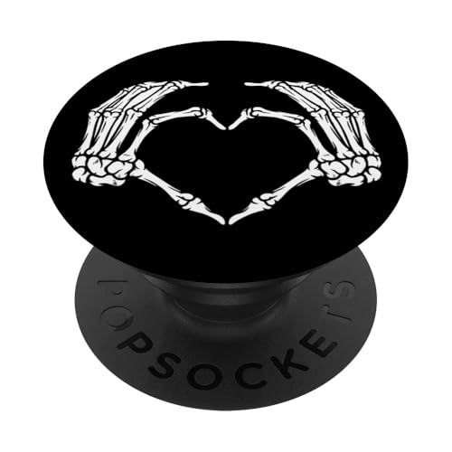 Lustiges Skelett Hände Herz Schild Retro Kostüm Halloween niedlich PopSockets mit austauschbarem PopGrip von Halloween Skeleton Hand Sign Costume Women Men Kid