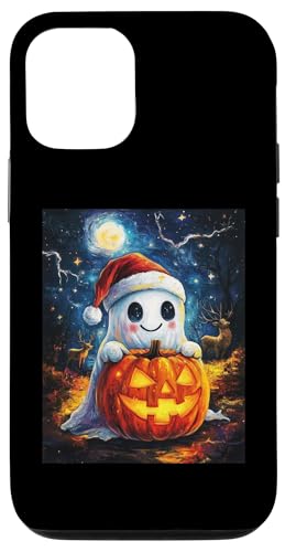 Hülle für iPhone 15 Pro Halloween Kinder Kürbis Frauen Männer Geist Weihnachtsmütze von Halloween Weihnachten Kostüm Damen Herren Outfit