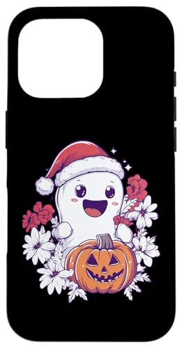 Hülle für iPhone 16 Pro Halloween Kürbis Kinder Frauen Männer Geist Weihnachtsmütze von Halloween Weihnachten Kostüm Damen Herren Outfit