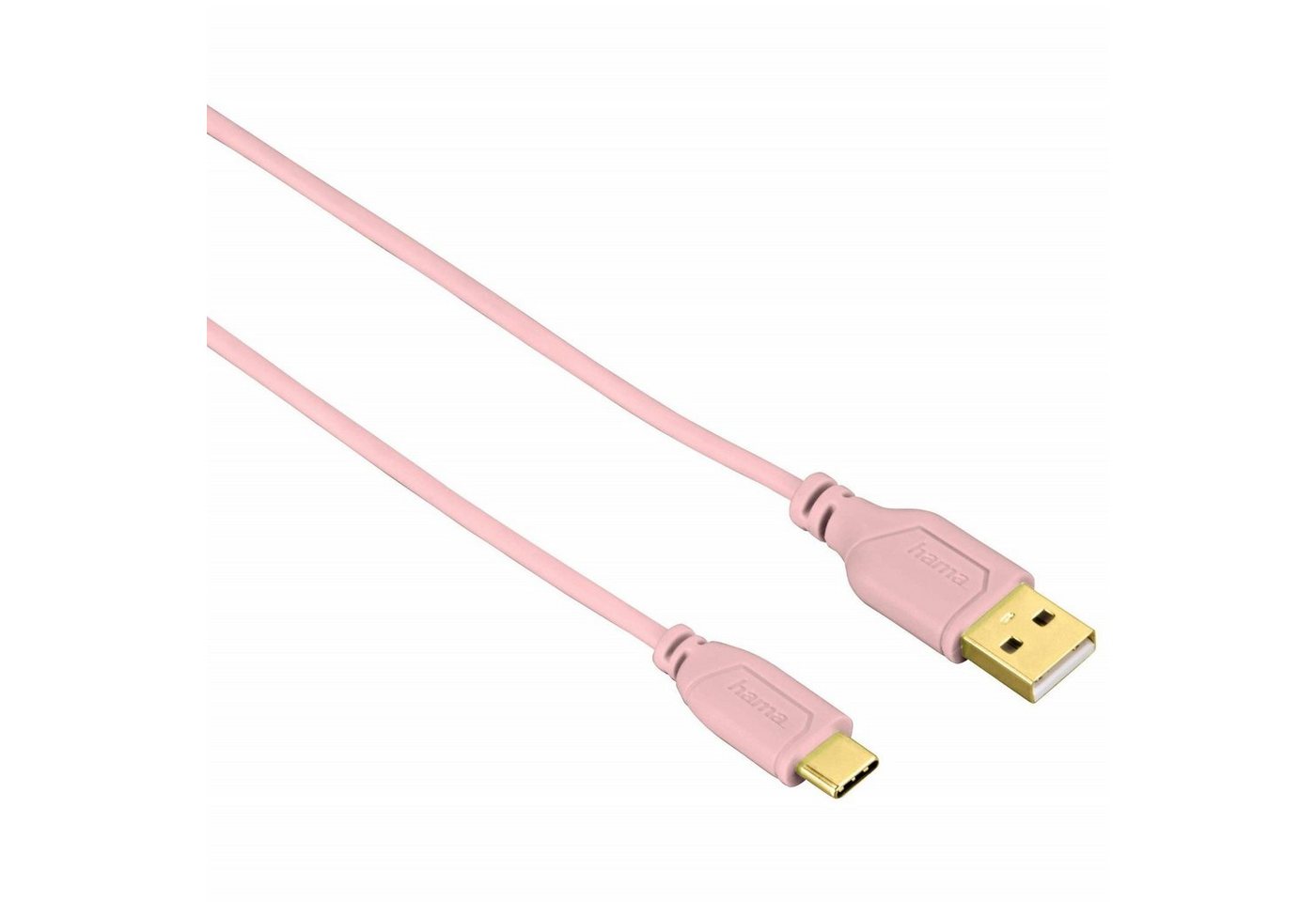 Hama 0,75m USB-C Schnell-Ladekabel Dünn Daten-Kabel Pink USB-Kabel, USB-C, Kein (75 cm), Vergoldete, Flach-Kabel, Schnell-Ladung, Universal für Handy Tablet PC von Hama