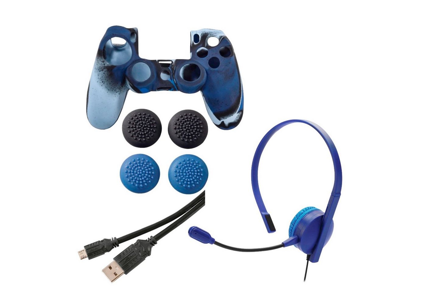 Hama 7in1 Controller Paket Headset für PS4 Gaming-Controller (Passend für Sony PlayStation 4 Controller) von Hama