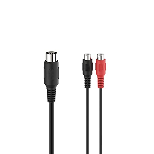 Hama Audio-Adapter, 2 Cinch-Kupplungen - 5-pol.-DIN-Stecker, 1 m, Schwarz, Magnetisch, für Kassettenspieler, Magnetbandrekorder von Hama