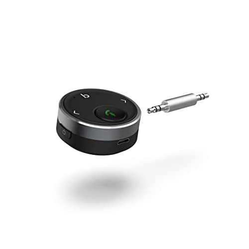 Hama Aux Bluetooth Adapter Auto (drahtloser Bluetooth Empfänger für Musik und Freisprechanlage, 10 Stunden Akku, Klinke, für Stereoanlage, Google Assistant und Siri, Streaming) Alu, schwarz von Hama