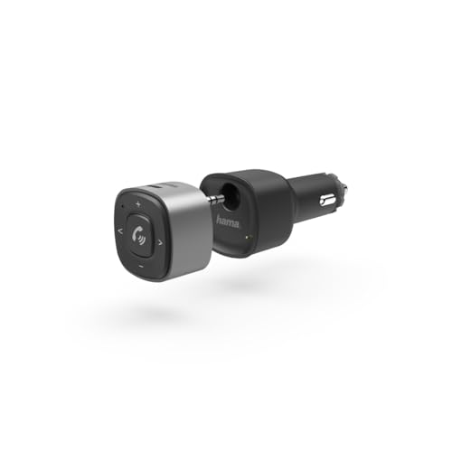 Hama Bluetooth Receiver fürs Autoradio mit Freisprecheinrichtung und Kfz USB Ladegerät 12V (AUX Bluetooth Adapter Audio mit 3,5 mm Klinken-Stecker, bis 7h kabellos Musik abspielen, 5,5h telefonieren) von Hama
