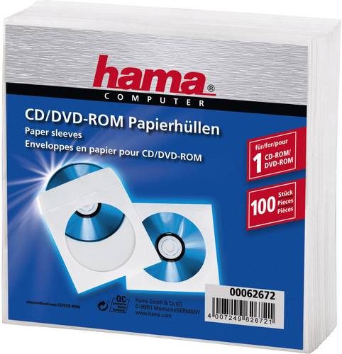 Hama CD Hülle 00062672 1 CD/DVD/Blu-Ray Weiß Papier 100St. von Hama