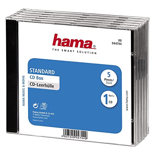 Hama CD-Leerhülle, Standard, 5er-Pack, transparent-schwarz von Hama