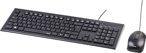 Hama Cortino USB Tastatur, Maus-Set Ergonomisch Deutsch, QWERTZ Schwarz von Hama