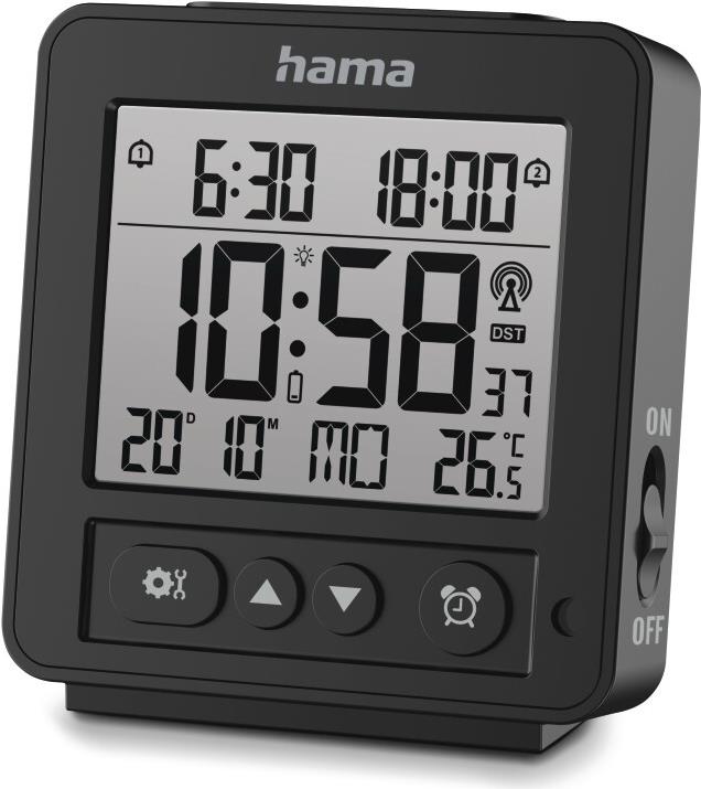 Hama Digitaler Funkwecker Rhodos, LCD, Schwarz (00185895) von Hama