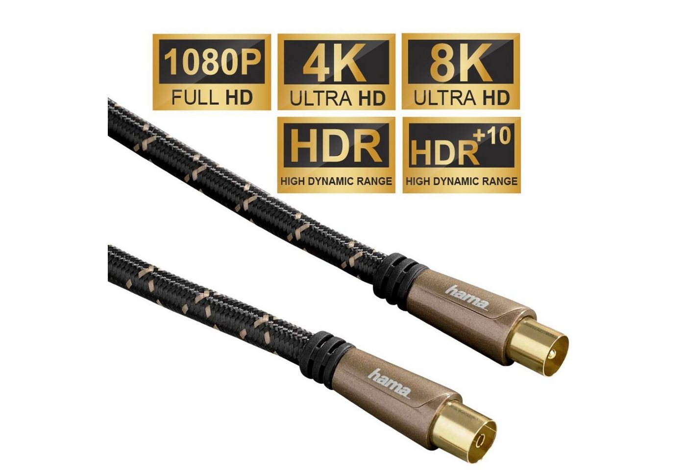 Hama HQ 5m Antennen-Kabel 120db Koaxial-Kabel Braun Video-Kabel, Koaxial, Koaxial (500 cm), Koax-Kabel Full HD TV 8K 4K UHD HD+ HDR 120 db Ferrit-Filter von Hama