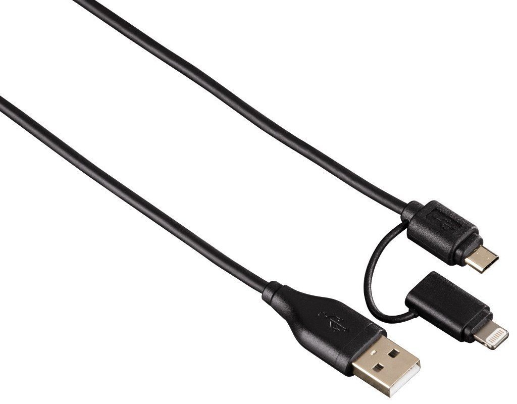 Hama Hama 2in1 Lightning-Kabel + Micro-USB Lade-Kabel Datebkabel Smartphone-Kabel, Standard-USB, Micro-USB, Lightning (120 cm), vergoldet, geschirmt, High-Speed-Datenübertragung von Hama