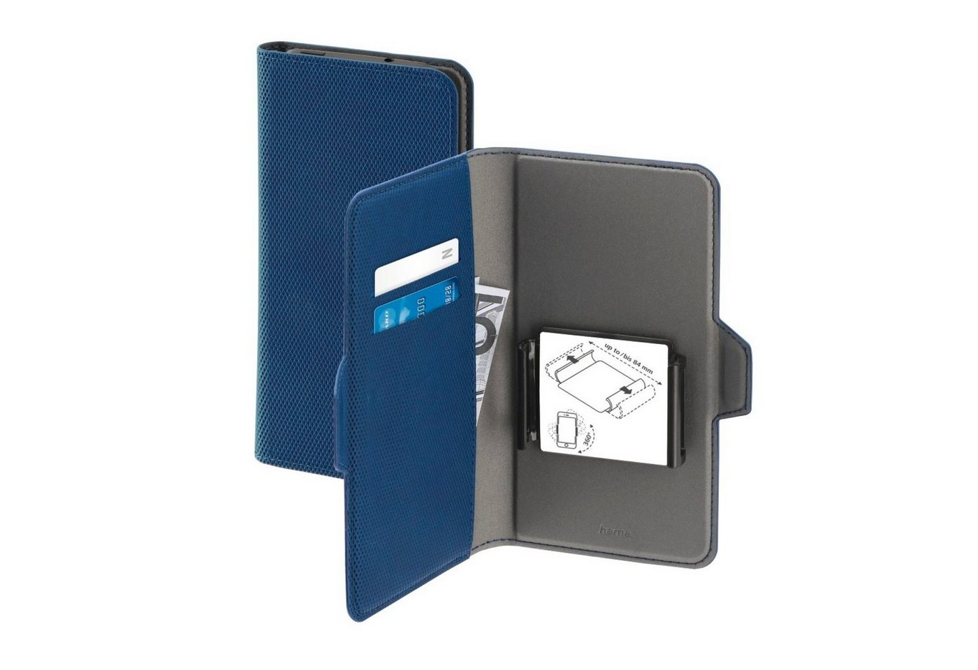 Hama Handyhülle Universal Booklet 4,7" bis 5,1" Klapp-Tasche Blau, Schutz-Hülle Case Bag Book-Cover Etui Kartenfach Magnet-Verschluss von Hama