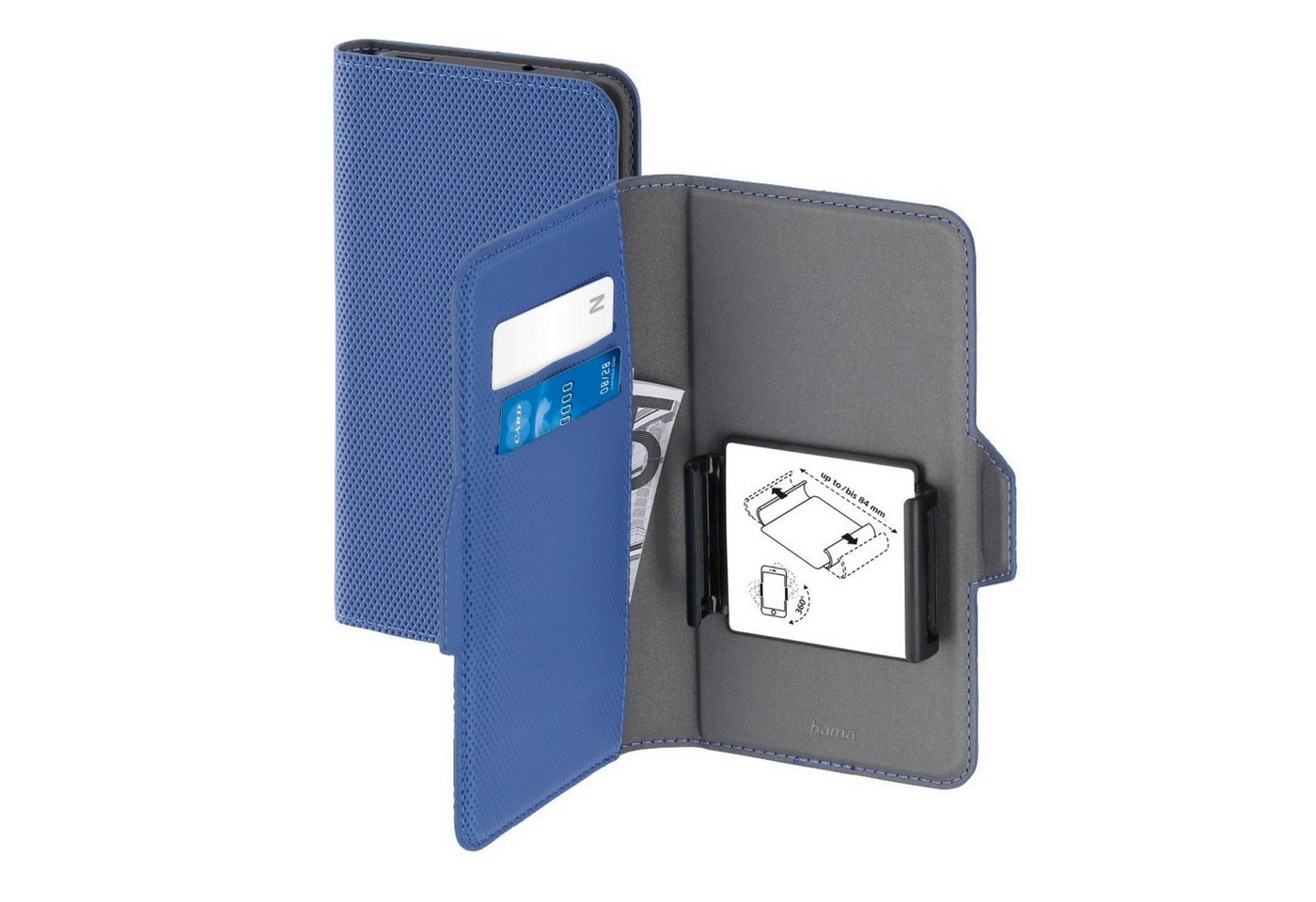 Hama Handyhülle Universal Booklet 4,7" bis 5,1" Klapp-Tasche Hellblau, Schutz-Hülle Case Bag Book-Cover Etui Kartenfach Magnet-Verschluss von Hama