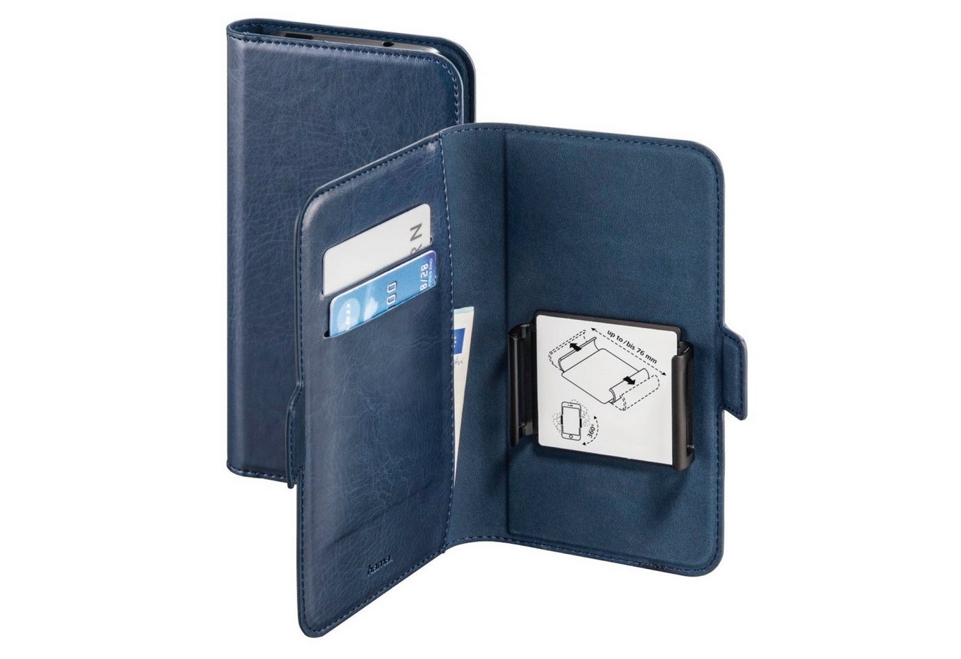 Hama Handyhülle Universal Booklet 4" bis 5,4" Klapp-Tasche Blau, Schutz-Hülle Case Bag Book-Cover Etui Kartenfach Magnet-Verschluss von Hama