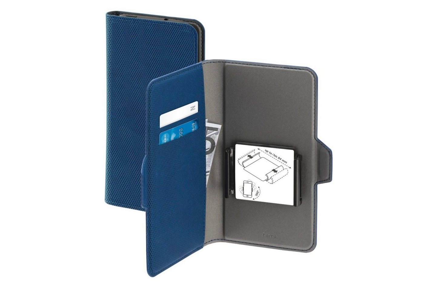 Hama Handyhülle Universal Booklet bis 5,8" Klapp-Tasche Blau, Schutz-Hülle Case Bag Book-Cover Etui Kartenfach Magnet-Verschluss von Hama