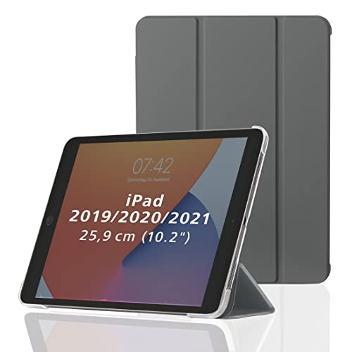 Hama Hülle für Apple iPad 2021 / 2020 / 2019 10.2" (aufklappbares Case für Apple Tablet 10,2 Zoll Gen. 7/8/9, Schutzhülle mit Standfunktion, transparente Rückseite, magnetisches Cover) grau von Hama