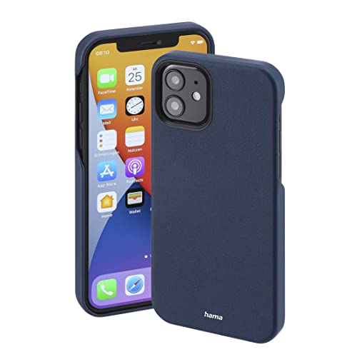 Hama Hülle für iPhone 12 und iPhone 12 Pro kompatibel mit MagSafe (Magnetische Hülle für induktives Laden, Handyhülle schützt vor Stößen, Kratzern und Schmutz, elegantes Case aus Kunstleder) blau von Hama