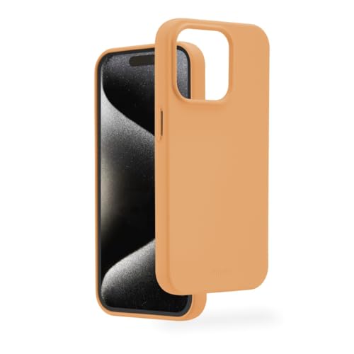 Hama Hülle für iPhone 15 Pro (Handyhülle, stoßfest, Kratzfest, Elegante Schutzhülle für Rückseite, weich, Slim, softe Oberfläche, Wireless Charging kompatibel) orange von Hama