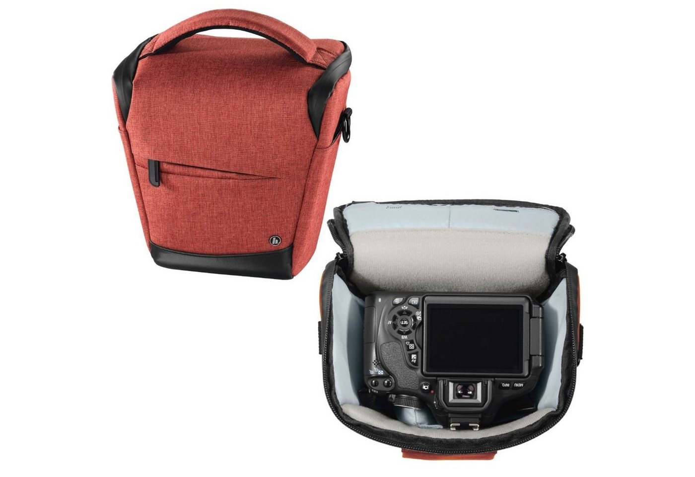 Hama Kameratasche Kamera-Tasche Colt 110 Trinidad Universal Hülle Rot, Case Schultergurt Tragegriff Zubehör-Fächer DSLR Kamera Systemkamera von Hama