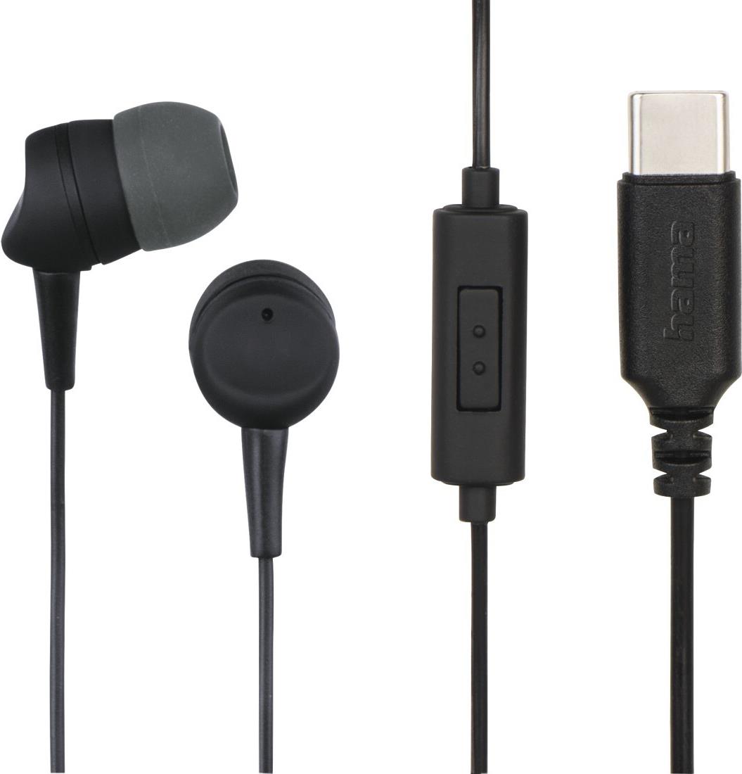 Hama Kopfh�rer Sea II In-Ear Mikrofon Kabelknickschutz USB-C Schwarz - Kopfh�rer - Headset (00184192) von Hama