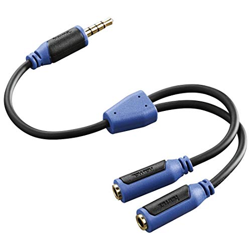 Hama Kopfhörer Adapter "Super Soft" für PS4, PS5, Xbox Serie S/X (PC Headset mit Doppelklinke auf 3,5 mm Klinkenstecker, Y-Kabel) Audio Adapter, schwarz/blau von Hama