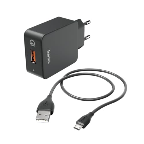 Hama Ladeset, Ladegerät QC3.0 + Micro-USB-Kabel, 1,5m, schwarz von Hama