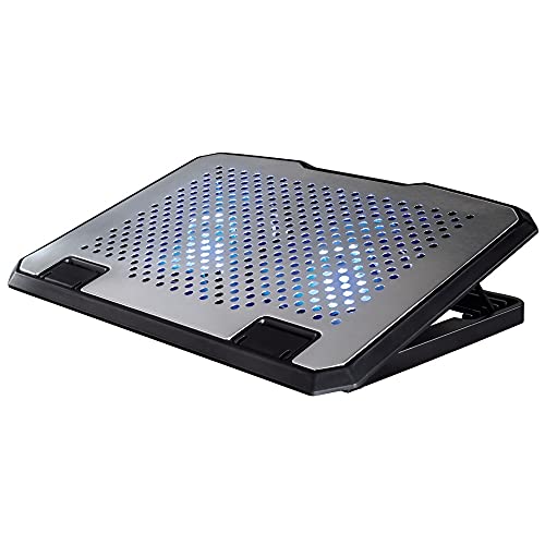 Hama Laptop Kühler für Laptops bis 15,6“ (extraleiser Notebook Kühler, 2 Lüfter, Kühlpad und Laptop Ständer in einem, Cooling Pad mit blauen LEDs, 37 x 27 x 3 cm) schwarz/Silber von Hama