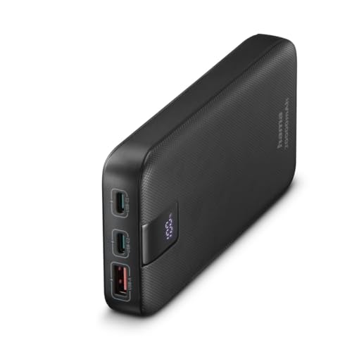 Hama Power Pack PD 20 20000mAh (externer Akku mit 2X USB C + 1x USB A, Power Pack Zertifiziert, Schnellladen, Akkupack Handy Zubehör, Tablet, Bluetooth-Box etc., tragbares Ladegerät klein) anthrazit von Hama
