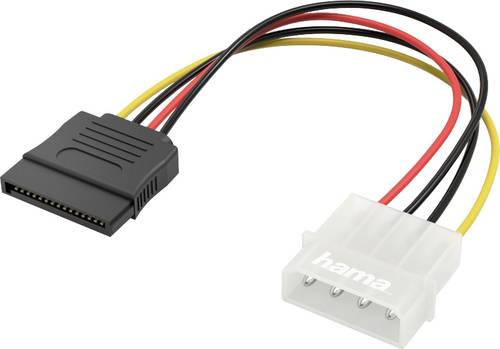 Hama Strom Anschlusskabel [1x IDE-Strom-Buchse 4pol. - 1x SATA-Stecker 7pol.] 0.15m Schwarz, Gelb, R von Hama