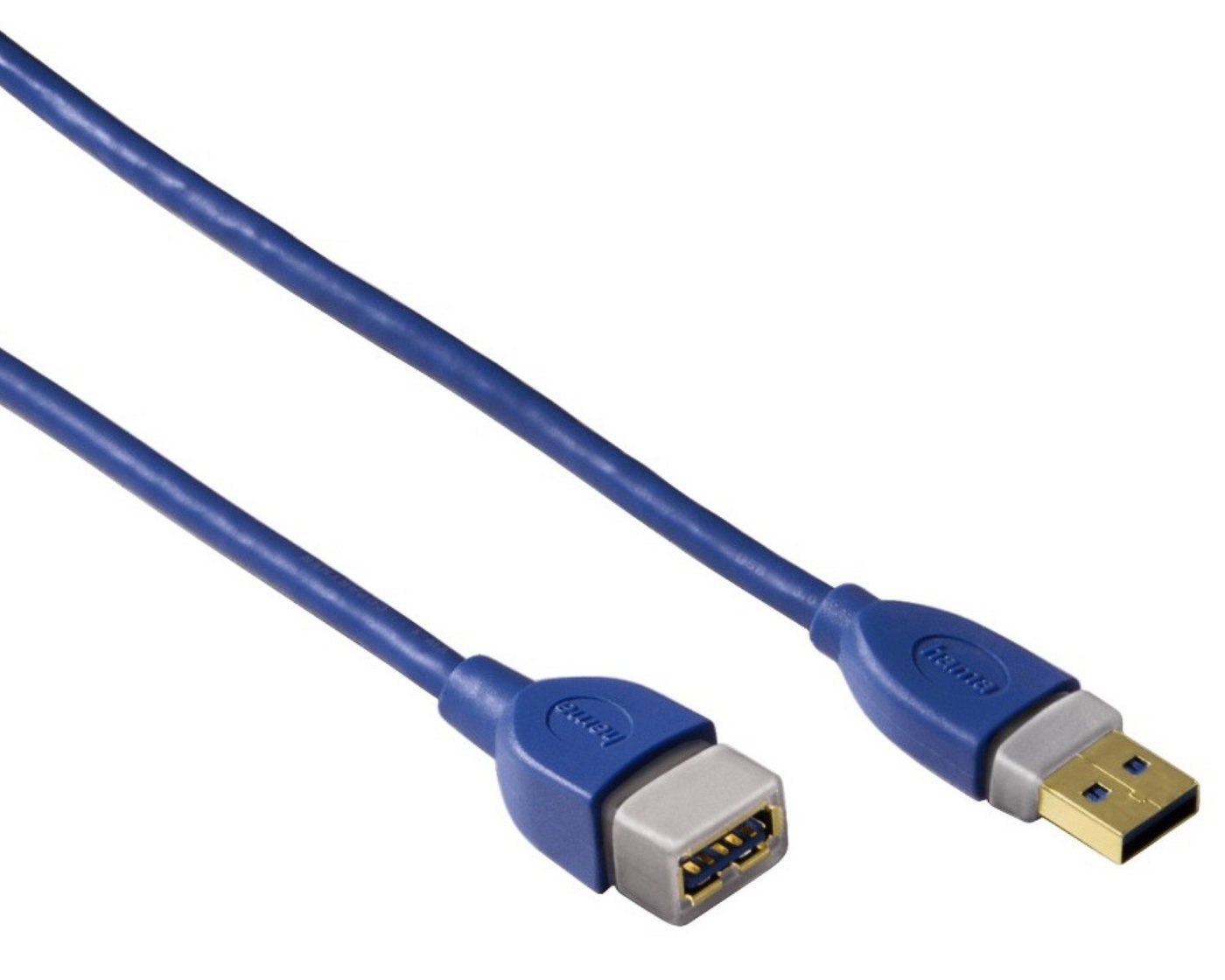 Hama USB 3.0 Verlängerung 1,8m Verlängerungs-Kabel Blau USB-Kabel, USB Typ A, USB Typ A, USB 3.0, doppelt geschirmt, vergoldet, für PC, Drucker, USB-Hub etc. von Hama