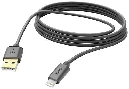 Hama USB-Ladekabel USB 2.0 Apple Lightning Stecker, USB-A Stecker 3.00m Schwarz 00201582 Hama USB-Ladekabel USB 2.0 Apple Lightning Stecker, USB-A Stecker 3.00m Schwarz 00201582 von Hama