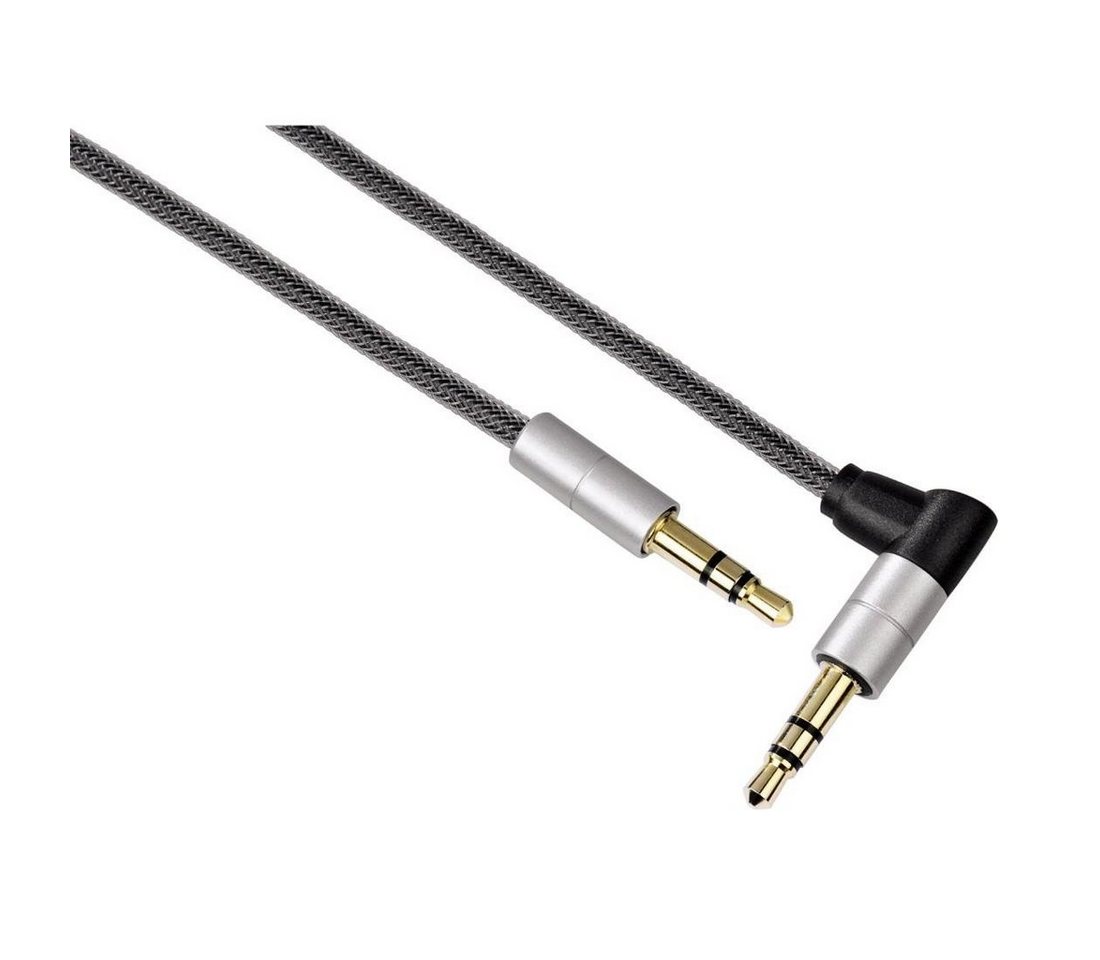 Hama Verbindungskabel "AluLine", 3,5-mm-Klinke, Stecker-Stecker 90°, 0,75m Audio-Kabel, 3,5-mm-Klinke, (75 cm) von Hama